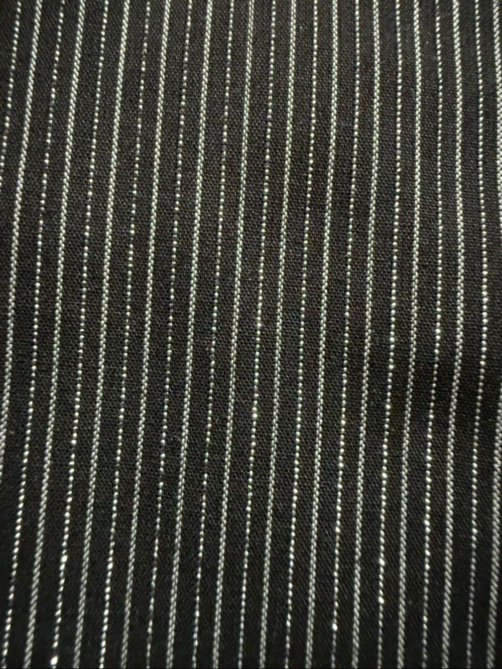 VTG Black Silver Metallic Thread Stripe Cotton Fabric 2 yrds+ 3" L x 60" W